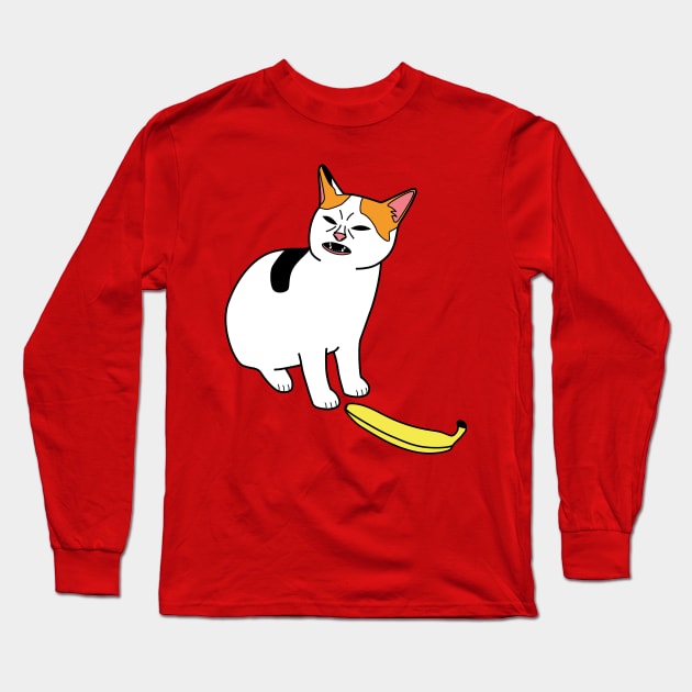 Cat No Banana Meme Long Sleeve T-Shirt by Sashen